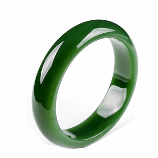 新疆和田玉碧玉手镯菠菜绿手镯旺夫绿玉镯子妈妈款天然真玉石正品