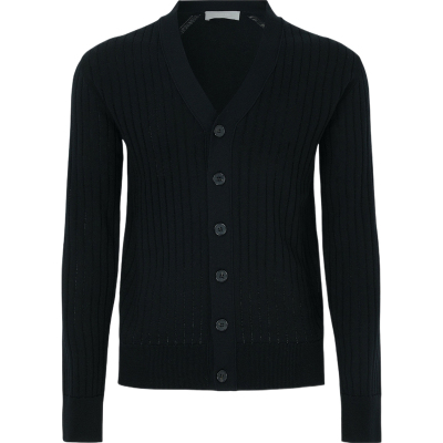 【季末折扣】SYSTEM 男士秋冬针织羊毛黑色开襟衫