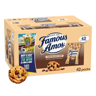 美国直邮 Famous Amos 巧克力豆曲奇饼干进口休闲零食42包 2.35kg