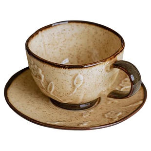 中古杯复古窑变釉下彩陶瓷咖啡杯套装拿铁拉花杯下午茶杯碟浓缩杯