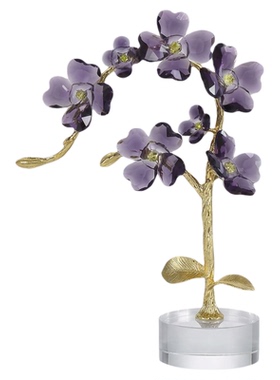 轻奢现代紫晶花树水晶摆件客厅