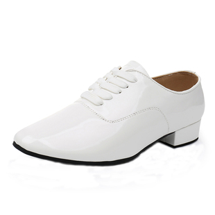 男士拉丁舞鞋真皮成人软底舞鞋男式白色舞蹈鞋摩登广场舞交谊舞鞋