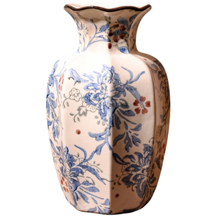 新中式青花瓷花瓶轻奢高级感陶瓷鲜花摆件客厅插花复古水培小器皿