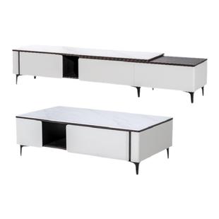 掌上明珠岩板电视柜轻奢石材台面茶几可伸缩电视柜客厅组合家具C