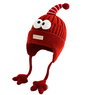 儿童帽子女孩冬季加厚保暖护耳帽子男孩外出防风男童女宝宝毛线帽