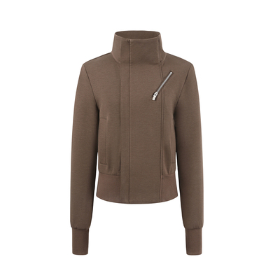 Goosfir 原创棕绿高立领修身短款夹克外套设计感小众休闲拉链外衣