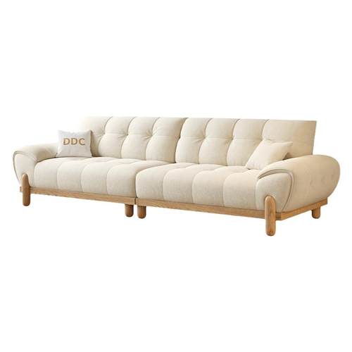 DDC全实木奶油风云朵沙发简约小户型客厅直排新款云朵绒布艺沙发