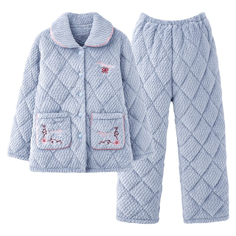芬腾正品秋冬加厚夹棉款女家居服