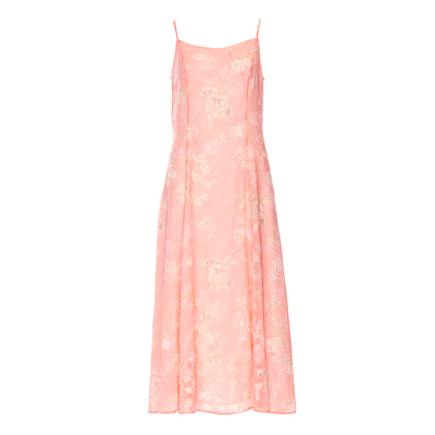 花木深新中式国风粉色吊带连衣裙