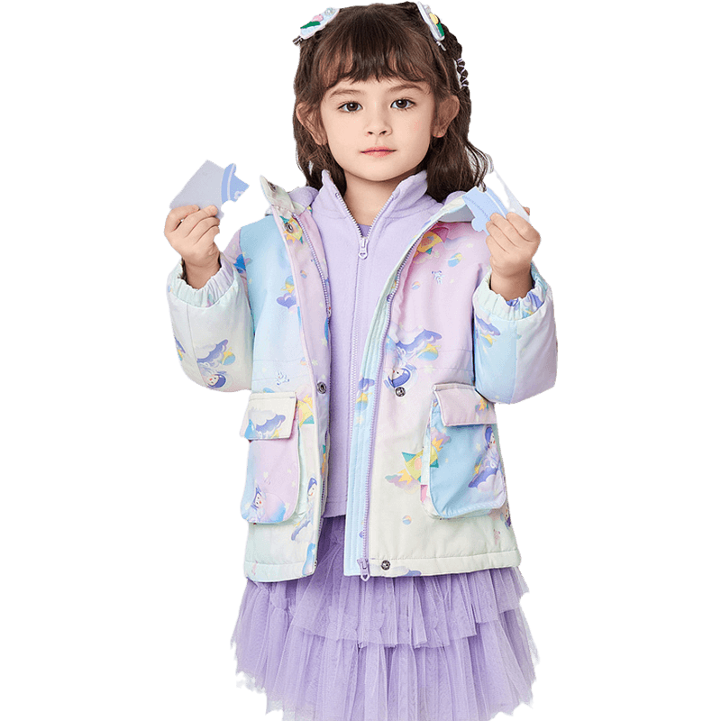巴拉巴拉女童加厚棉服中大童三合一外套儿童加厚棉衣冬装新款童装