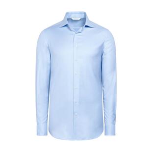 SUITSUPPLY浅蓝色格纹Traveller比马棉合体衬衫