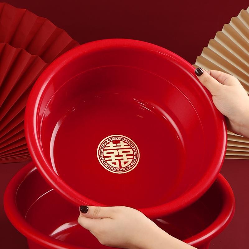 脸盆结婚红色喜盆女方盆备物品红陪嫁娘家婚礼用品婚嫁妆塑料新人