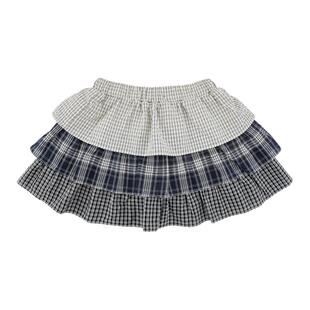 幼悠女童短裙夏季新款拼接格纹蛋糕裙防走光小女孩可爱宽松半裙潮