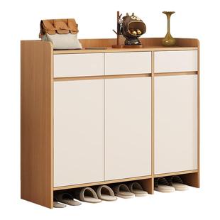 鞋柜家用门口实木收纳柜一体靠墙入户玄关柜小窄楼道门外走廊鞋柜