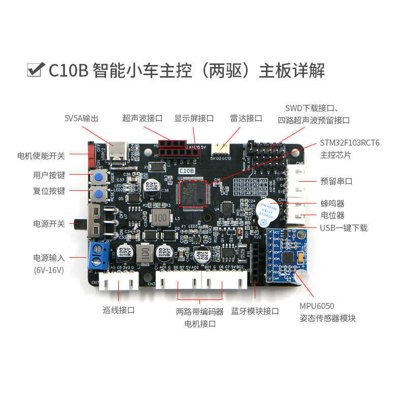轮趣科技ROS机器人控制板STM32F407开发主控C30D学习驱控一体C10B