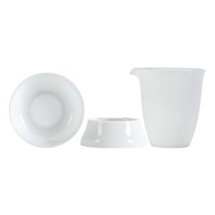 钰铨龙门 羊脂玉瓷薄胎公道杯过滤组 德化白瓷上釉分茶器茶漏组合