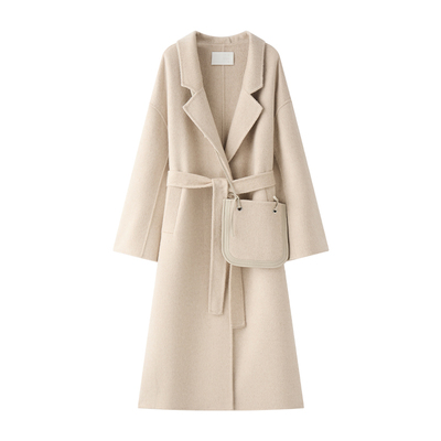 丝驼绒廓形带胯包双面呢松弛大衣