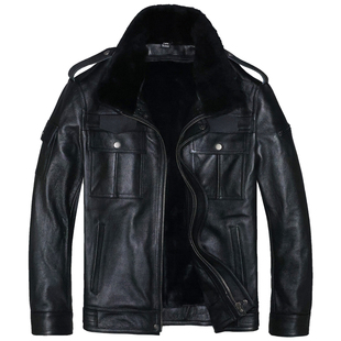 男女真皮职业装头层软牛皮真皮皮衣修身短款保安工作服脱卸加棉滑