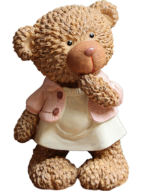 卡通泰迪熊创意萌粒潮玩蛋糕车载桌面橱窗我是家居装饰树脂小摆件