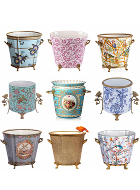 奢华装饰品欧式客厅冰桶花瓶美式