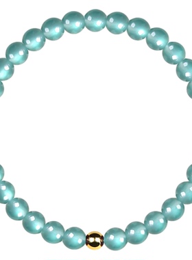 蓝水翡翠手串天然冰种足金转运珠