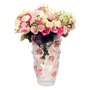 弗莱文茨玫瑰水晶玻璃花瓶富贵竹百合花瓶插花花瓶摆件礼品花瓶