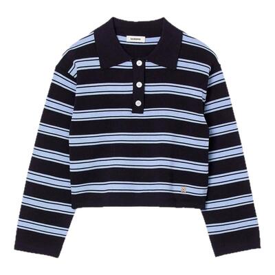 SANDRO女装法式条纹针织polo衫