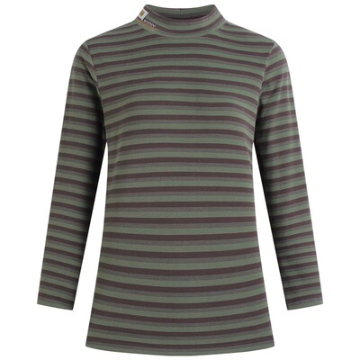 德绒半高领打底衫女装2025秋冬新款条纹长袖t恤大码保暖内搭上衣