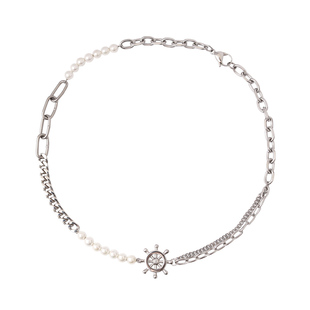 STEEL EVER船舵星符项链女珍珠拼接2021年新款ins百搭饰品不掉色