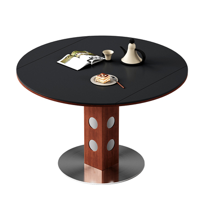 实木岩板方圆两用餐桌小户型家用