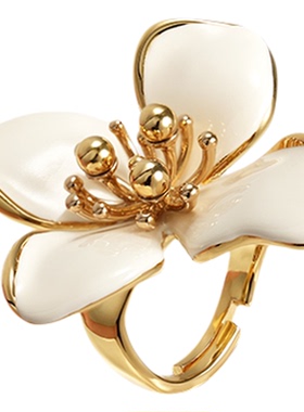 【女神礼物】RC Retro Chic意大利复古首饰 白色四瓣花戒指大款