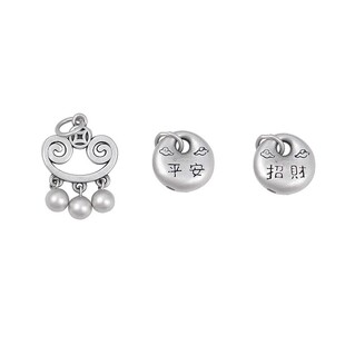 S999足银金钱如意平安锁挂件 中国风手链项链饰品配饰DIY手串配件