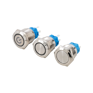 金属按钮开关防水自锁16/19/22mm汽车改装小型带灯钮复位电源启动