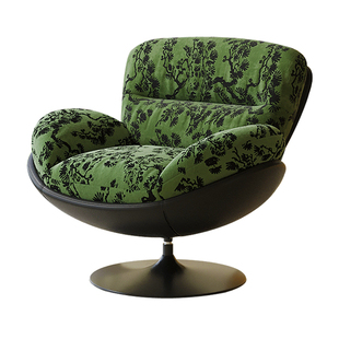 设计师中古风蛋壳椅家用轻奢休闲椅子阳台客厅旋转复古单人沙发椅