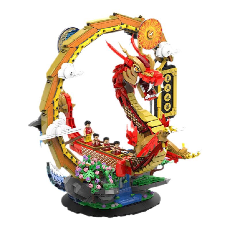 龙舟拼插小颗粒积木玩具模型