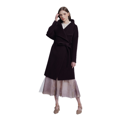 readme羊毛中长款廓形腰带大衣