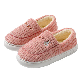 加绒棉拖鞋女款包跟防寒女厚底居家用室内防滑静音男秋冬月子棉鞋