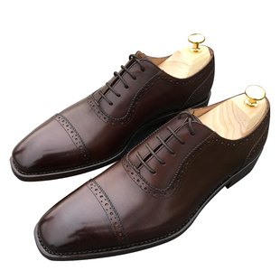 固特异纯手工男 三节头雕花 商务正装皮鞋 布洛克鞋透气头层牛皮
