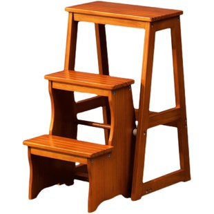 实木折叠梯凳家用三步登高凳两用梯椅室内多功能踏板楼梯子