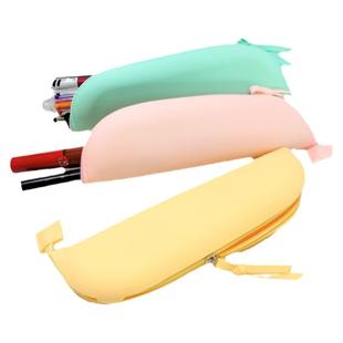 小清新马卡龙粉色黄色绿色硅胶笔袋硅胶化妆小包硅胶收纳包笔袋