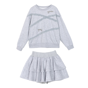 NORNOR陈大猪女童套装春季薄款外套好看卫衣儿童休闲运动裤子短裙