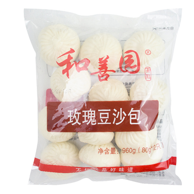 和善园玫瑰豆沙包早餐速冻大包子