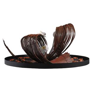 妖及 新中式装置艺术花艺【銮鹏】 样板间售楼处酒店会所客厅摆设