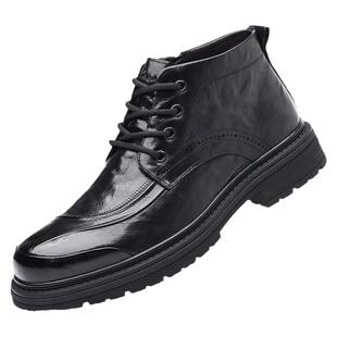 木林森男鞋2025冬季加绒保暖高帮休闲皮鞋男款头层羊皮商务棉鞋子