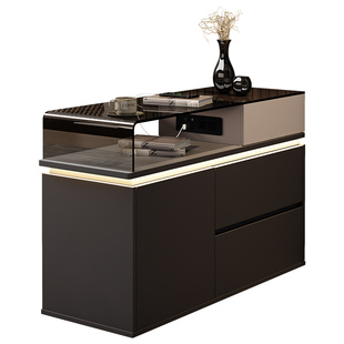 意式沙发侧边柜创意轻奢高级感边几2025新款可移动带灯玻璃小茶几