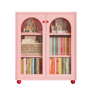 中古风铁皮书柜一体整墙家用客厅环保无甲醛宝宝小书架展示储物柜