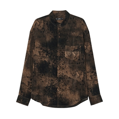 JDV商场同款棕色印花长袖衬衫