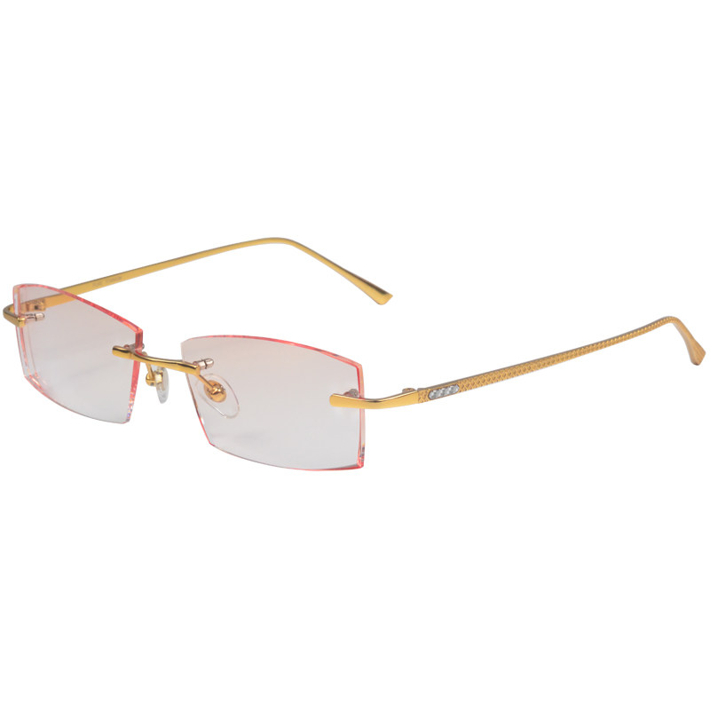 配无框纯钛钻石切边近视成品眼镜防辐射防蓝光包k金眼镜架高档男