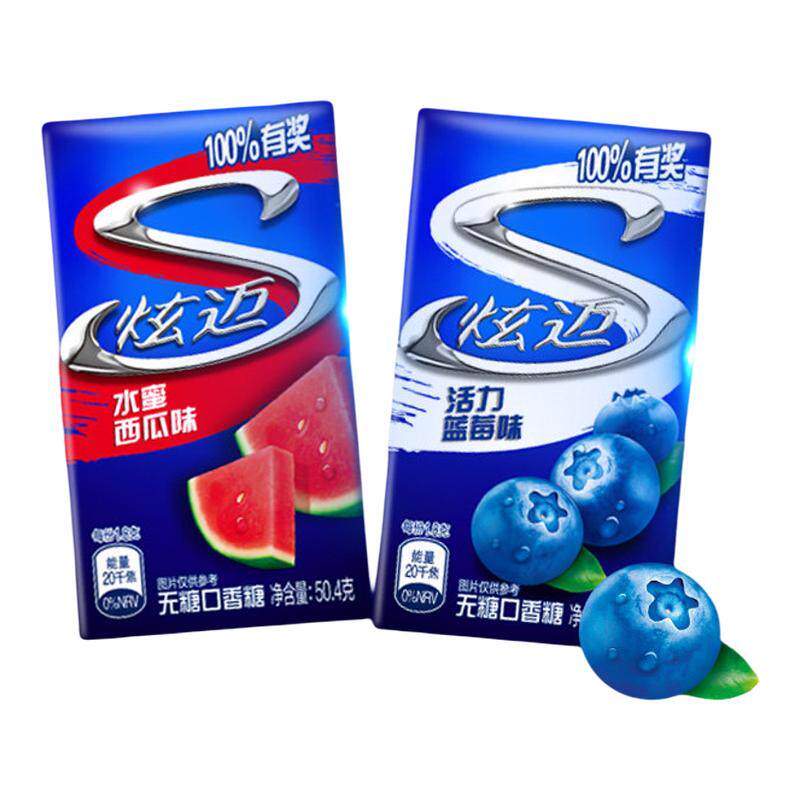 炫迈无糖口香糖薄荷香草冰淇淋味28片片装随身清新口气休闲小零食