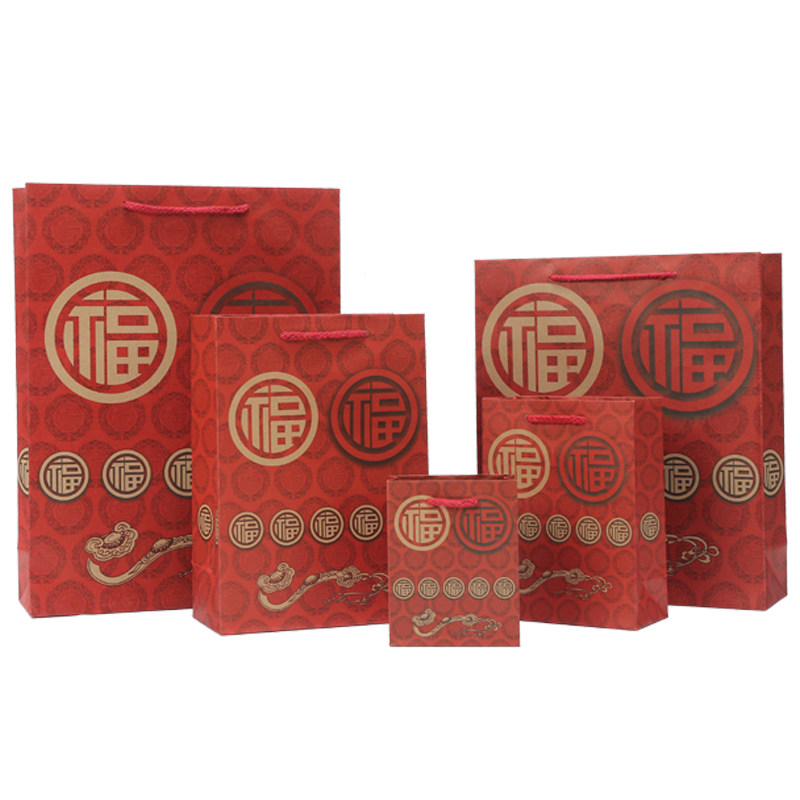 喜庆红色福字牛皮纸手提袋